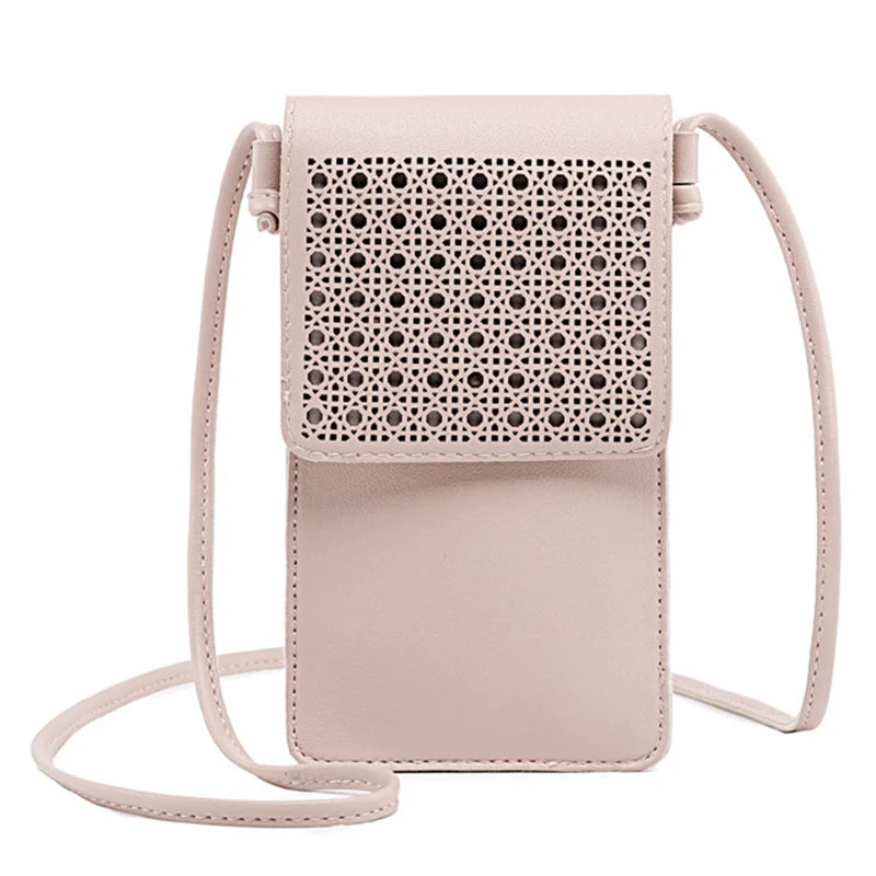 Women Shoulder Bag Cross Body Mobile Phone Touch Screen Window Mini Purse
