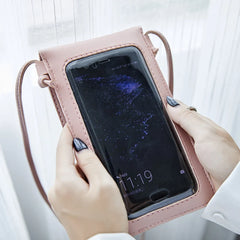 Women Shoulder Bag Cross Body Mobile Phone Touch Screen Window Mini Purse