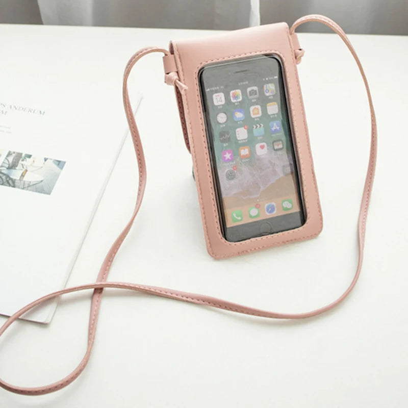 Women Shoulder Bag Cross Body Mobile Phone Touch Screen Window Mini Purse