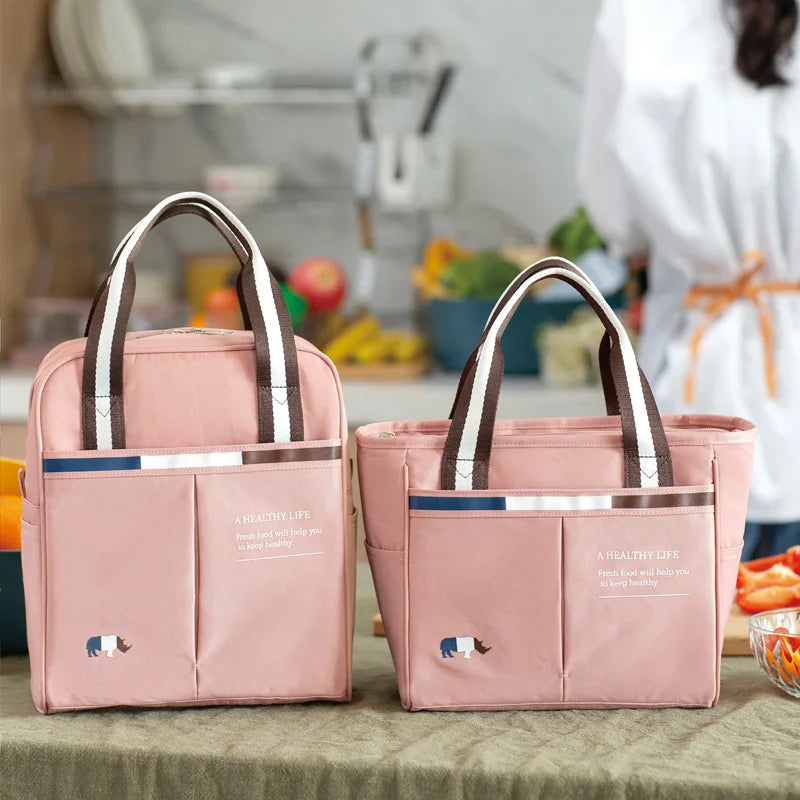 Portable Women's Thermal Lunch Bag Insulated Lunch Box Waterproof Picnic Tote