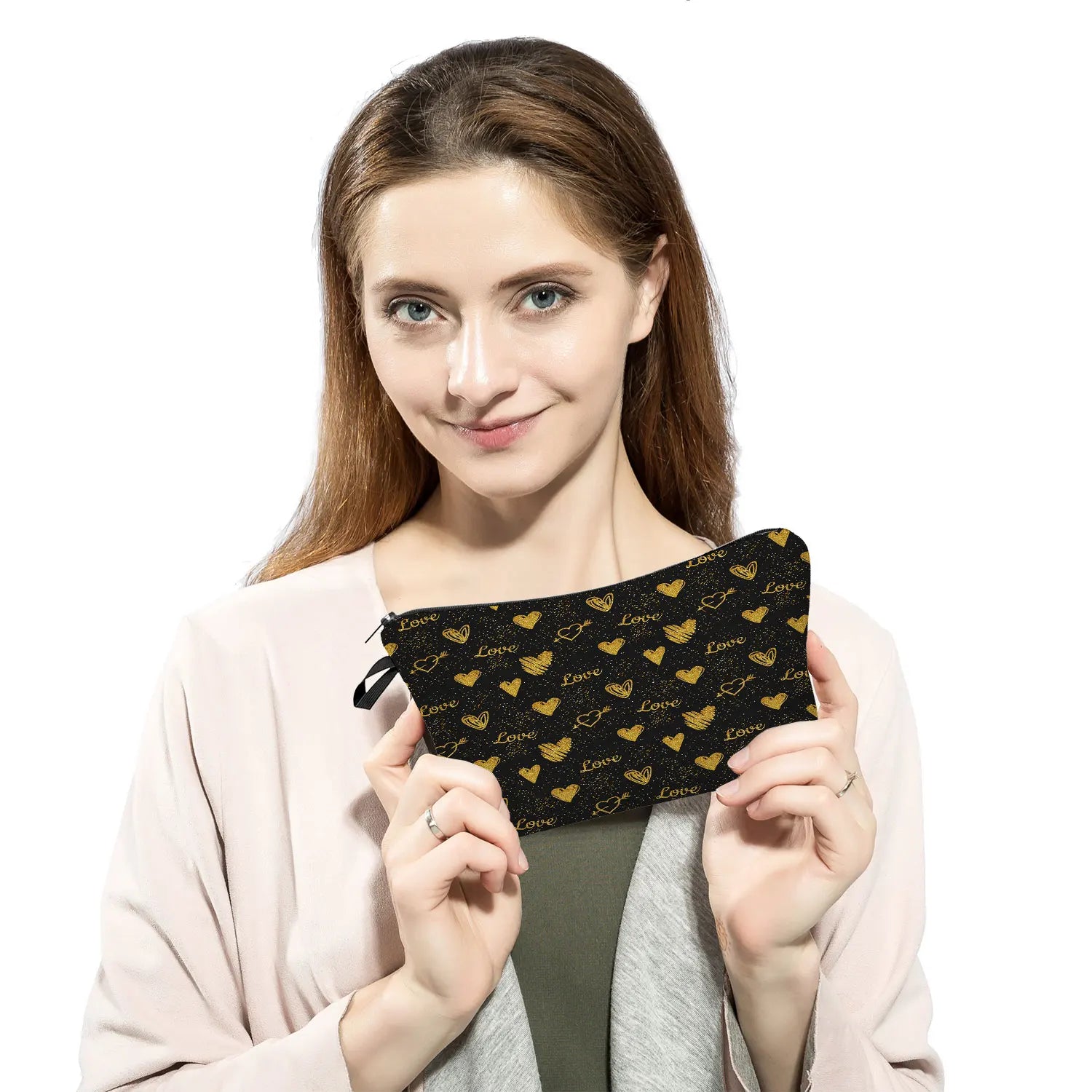 Floral Love Print Travel Organizer Toiletry Bag