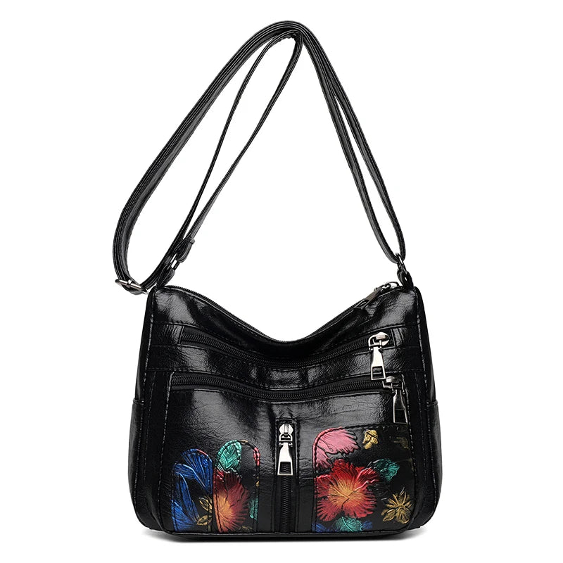 Girls Sheepskin Grain Cross School Bags Purses Women Messenger Bag