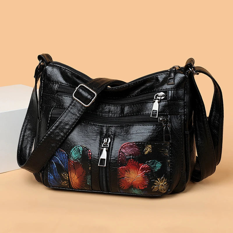 Girls Sheepskin Grain Cross School Bags Purses Women Messenger Bag