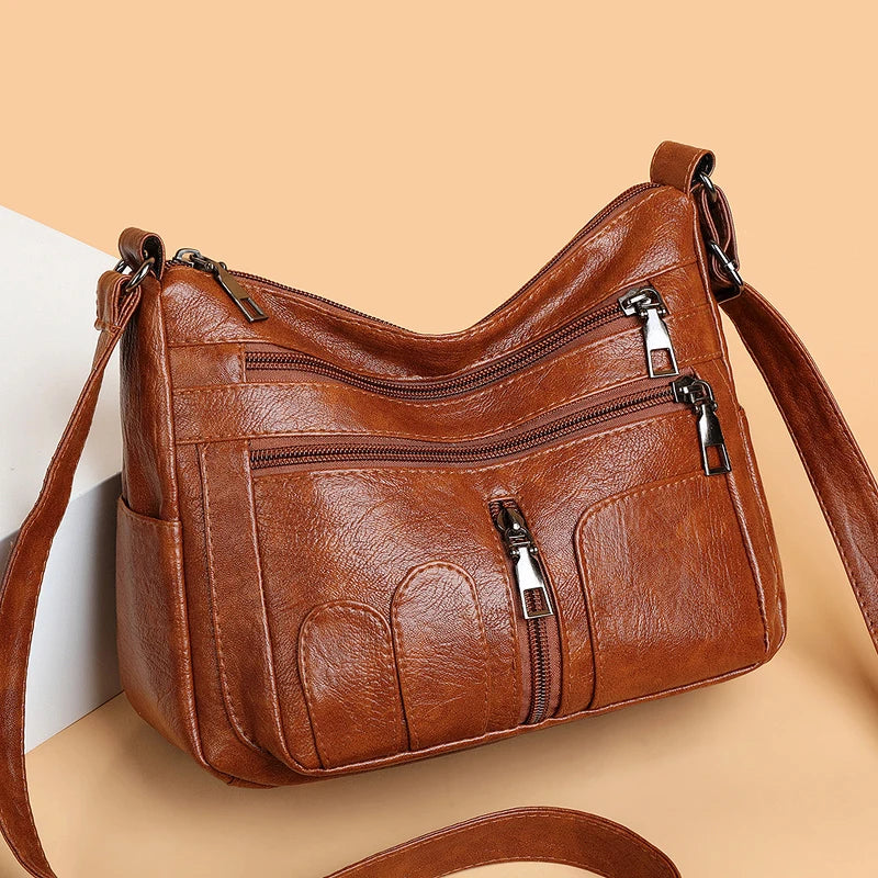 Girls Sheepskin Grain Cross School Bags Purses Women Messenger Bag