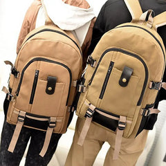 Practical Travel Backpack Portable Solid Rucksack Canvas Laptop Bag