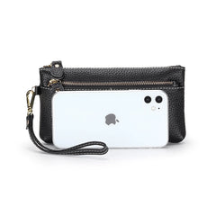 100% Leather Women Clutch Wallet Long Zipper Purse For Female