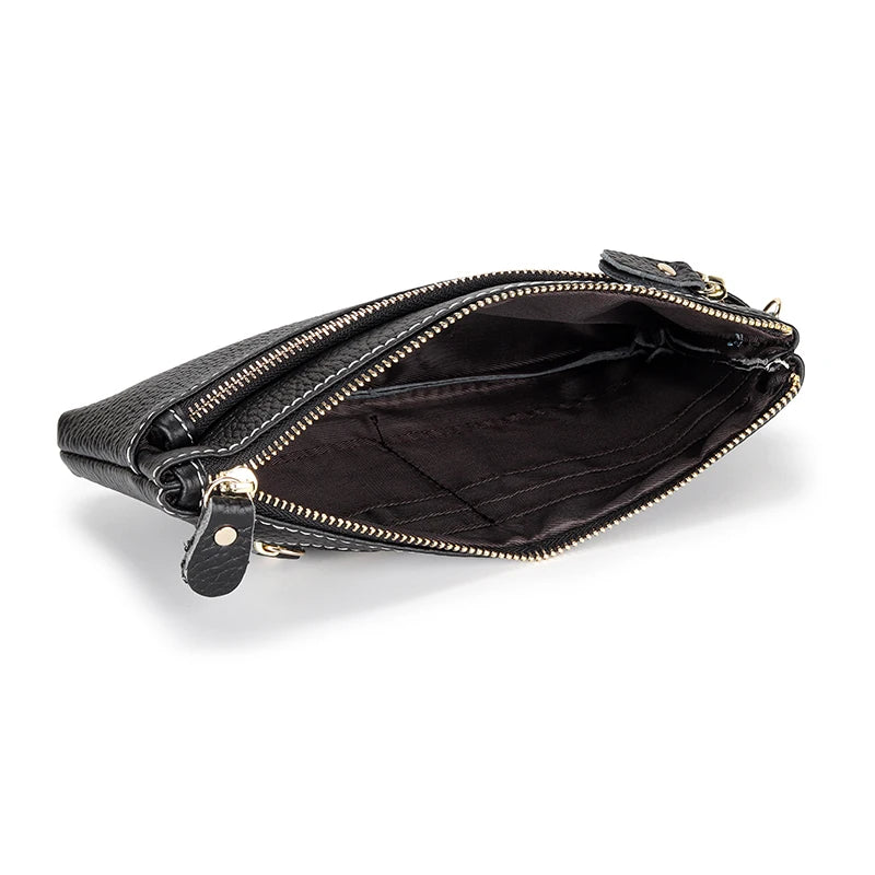 100% Leather Women Clutch Wallet Long Zipper Purse For Female
