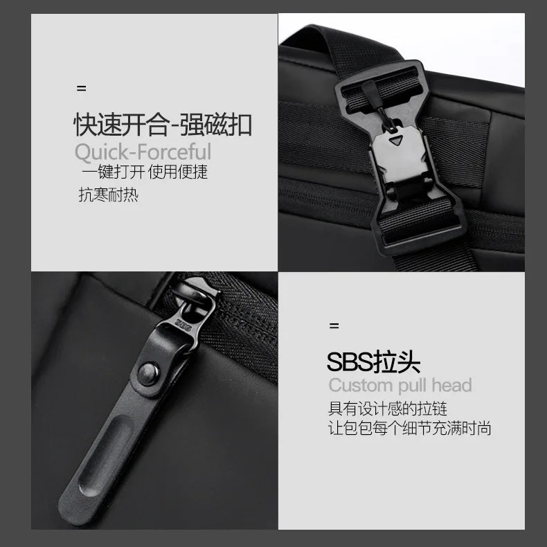 Waterproof Cross Body Bag Men Magnetic Messenger Bag