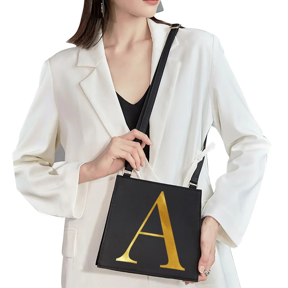 Golden Letters Initial Name Pattern Messenger Bag