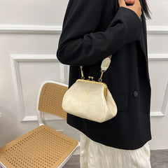 Retro Leather Women Handbag Wide Shoulder Strap Crossbody Bag