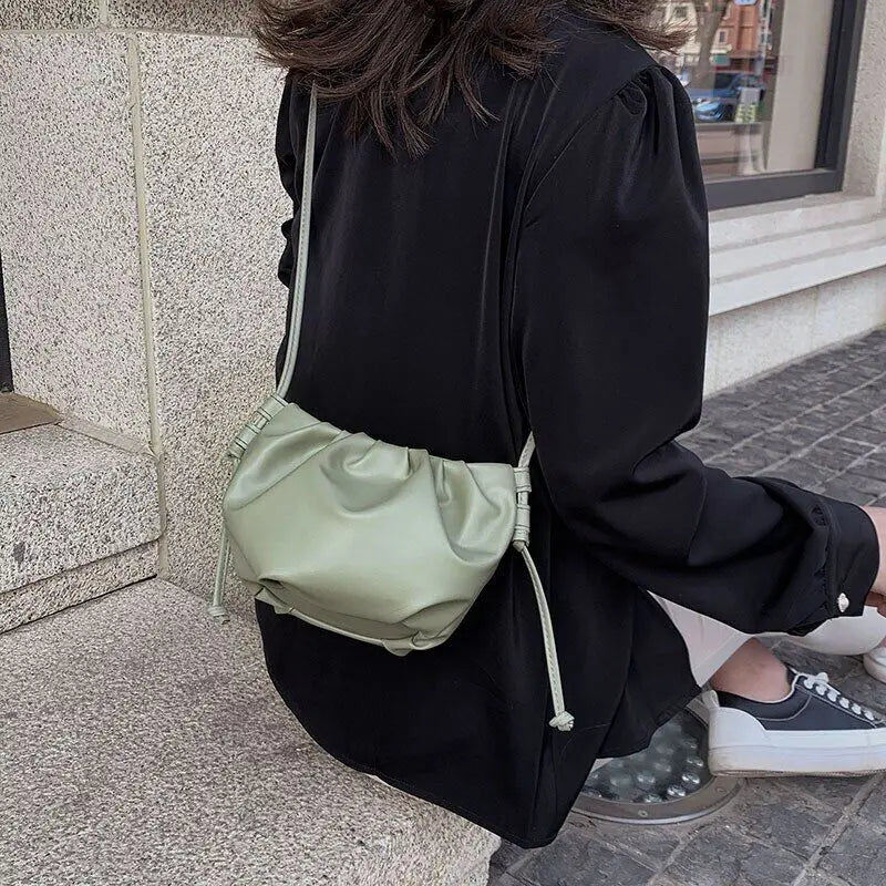 Pleated Shoulder Bag Mini Cloud Bag Girl Messenger Bag