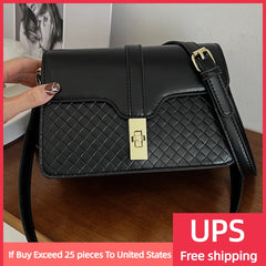 Woven Handbags PU Leather Shoulder Bags Small Crossbody Bag Female