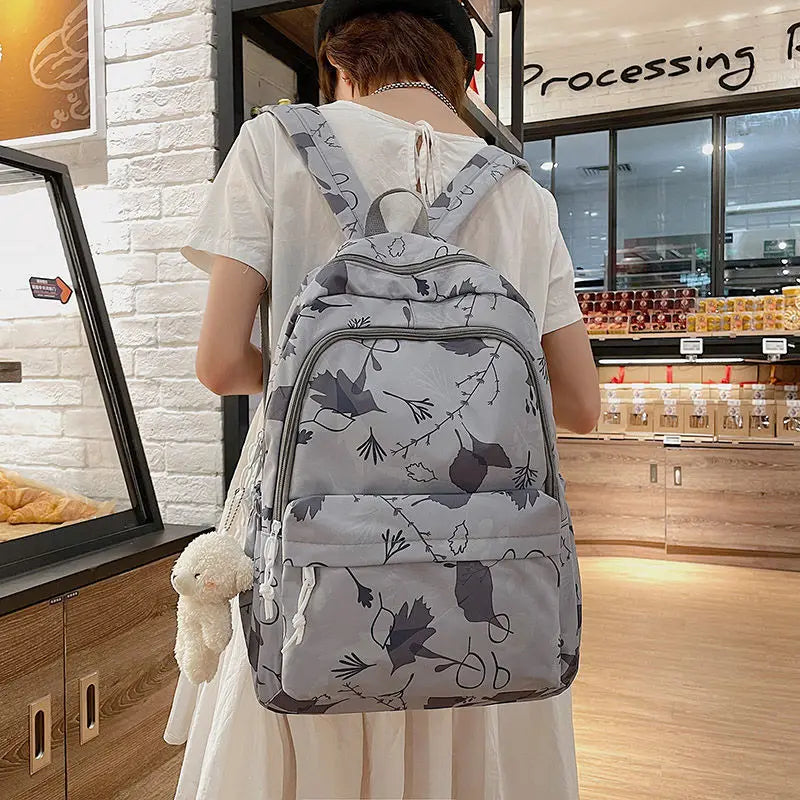 Preppy Printing Backpack Women High Student School Bag for Teenage Girls