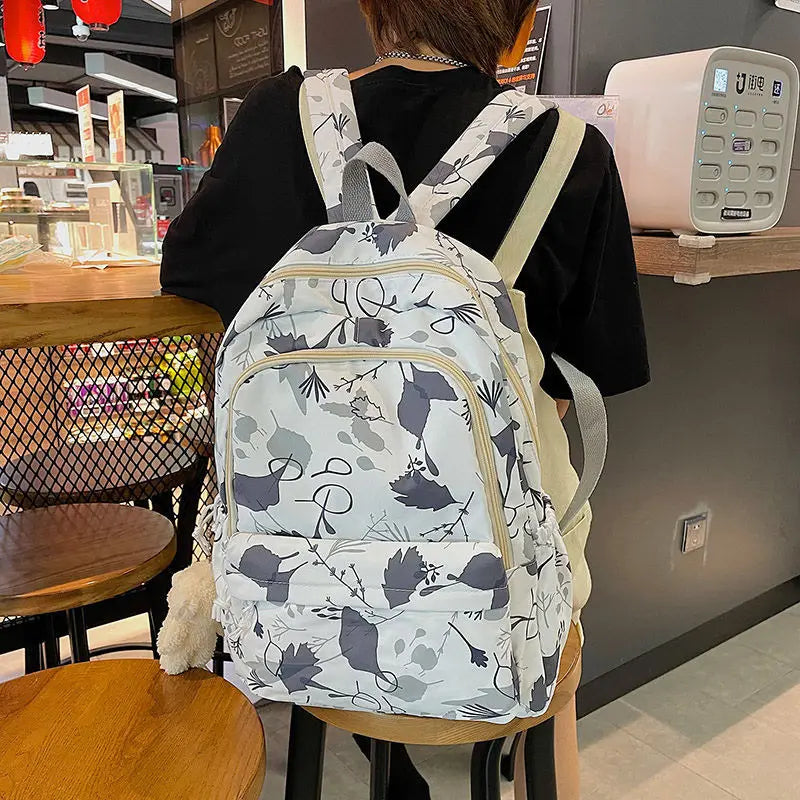 Preppy Printing Backpack Women High Student School Bag for Teenage Girls