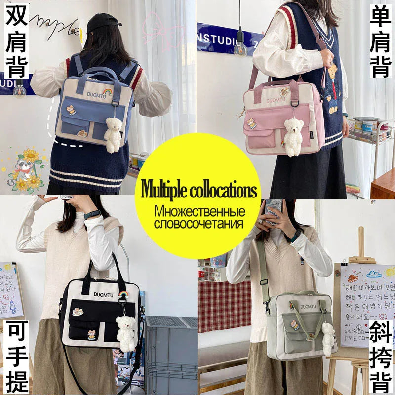 Preppy Female Backpacks Waterproof Candy Colors Teenage Girl Travel Rucksack