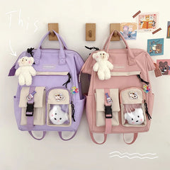 Preppy Purple Backpack Women Waterproof Candy Colors Fancy High School