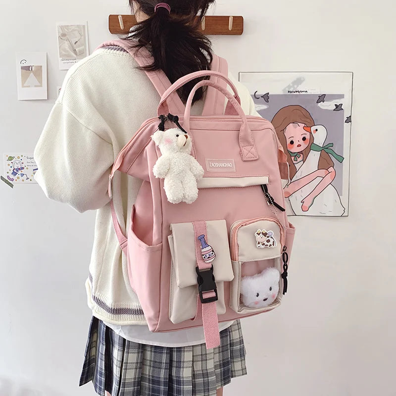 Preppy Purple Backpack Women Waterproof Candy Colors Fancy High School