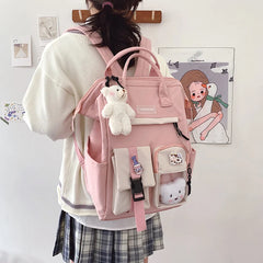 Preppy Purple Backpack Women Waterproof Candy Colors Fancy High School