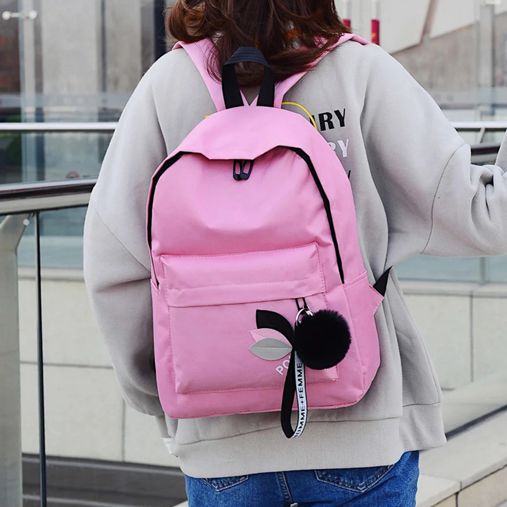 Preppy Style Pendant School Bags Teenage Girl Travel Backpack Women