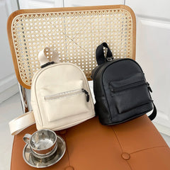 Preppy Style Leather Lychee Pattern Backpack Women School Rucksack