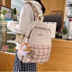 Preppy Style Waterproof Nylon Backpack for Teenage Girls