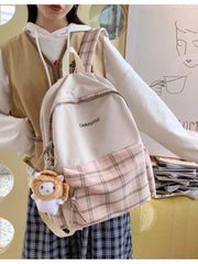 Preppy Style Waterproof Nylon Backpack for Teenage Girls