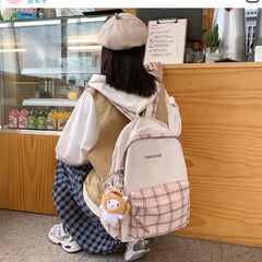 Preppy Style Waterproof Nylon Backpack for Teenage Girls
