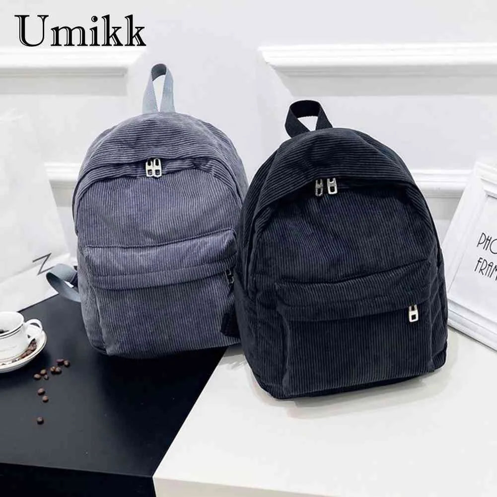 Preppy Style Corduroy School Backpack Women Large Capacity Rucksack