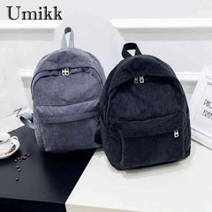Preppy Style Corduroy School Backpack Women Large Capacity Rucksack