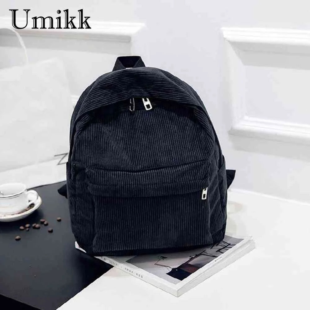 Preppy Style Corduroy School Backpack Women Large Capacity Rucksack