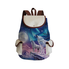 Preppy Style Women Backpack Linen Handbag Animal Print School Bag