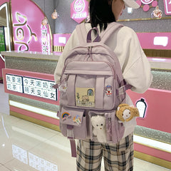 Preppy Style Nylon School Bags Large Capacity Zipper Daypacks