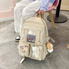 Preppy Style Nylon School Bags Large Capacity Zipper Daypacks