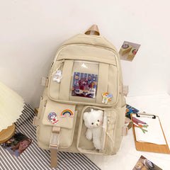 Preppy Style Multi-pocket Women Backpack Large Capacity Laptop Bags