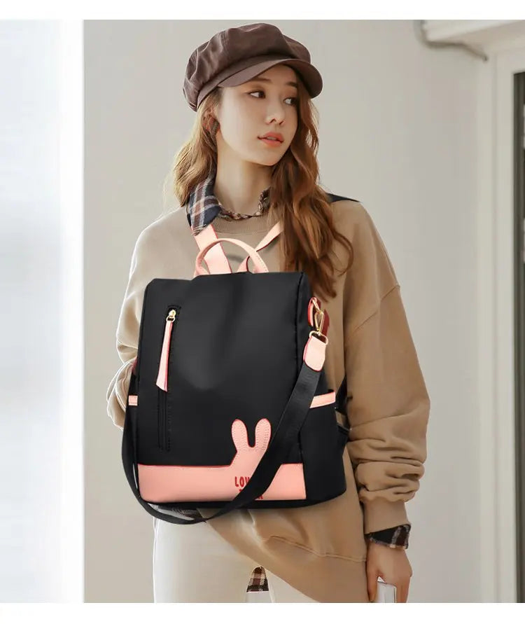 Preppy Style Women Backpacks Oxford ShoulderBags Bunny mochila