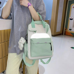 Preppy Style Women Handbags Travel Contrast Knapsack Teenage Girl Rucksack