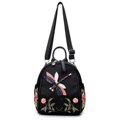 Dragonfly Pattern Travel Backpack Embroidery Women's Backpack