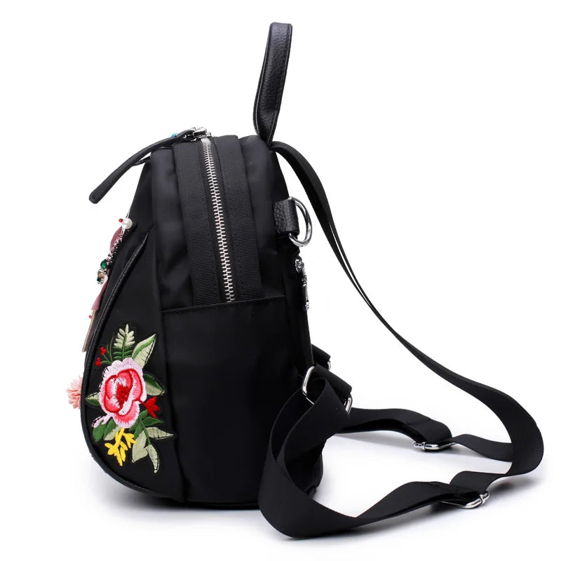 Dragonfly Pattern Travel Backpack Embroidery Women's Backpack