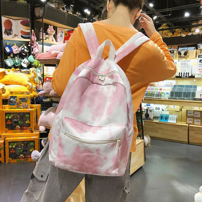 Gradient Canvas Girls School Backpack High Durable Women Travel Bag
