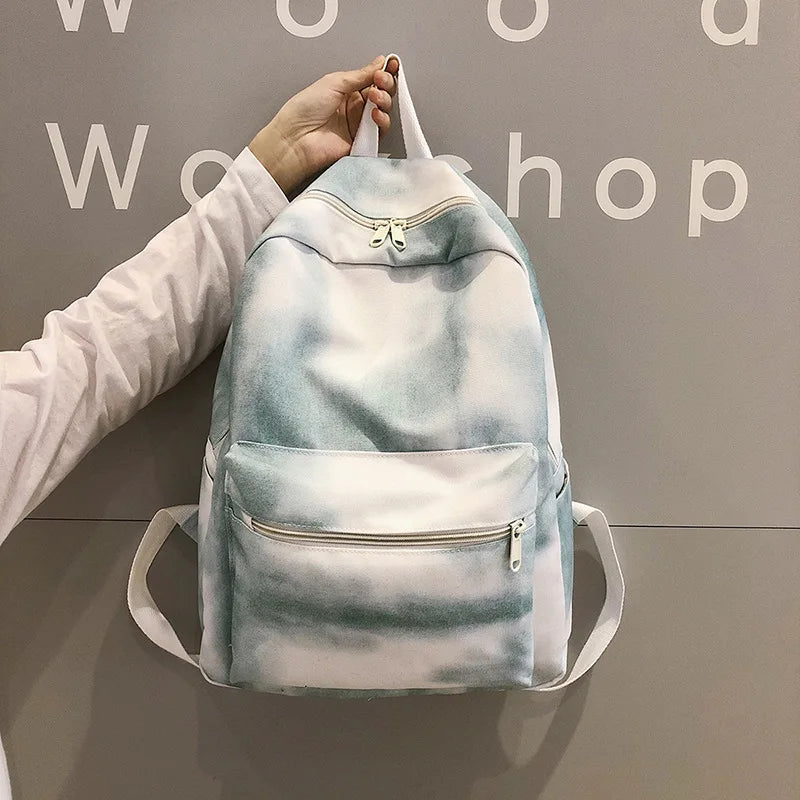 Gradient Canvas Girls School Backpack High Durable Women Travel Bag