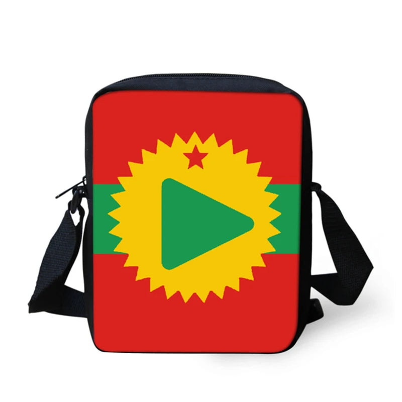 Oromo Flag Print Messenger Bag for Casual Lady Square Shoulder Bags
