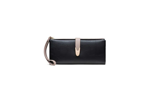 Women's Leisure Buckle Long Pu Wallet Wrist Band