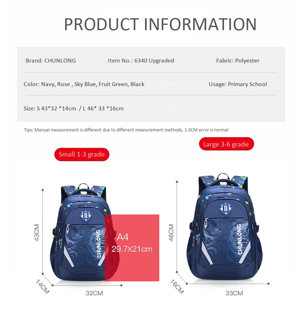 Primary Reflective Strip Baby Mochila School Bag Children Backpack