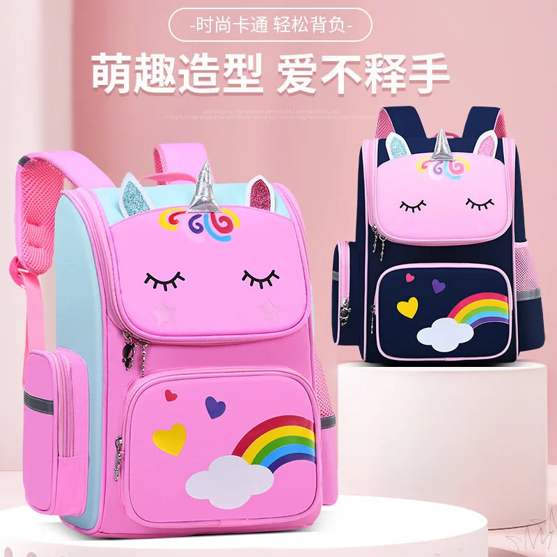Kids 3D Cartoon Backpack Rainbow Schoolbag