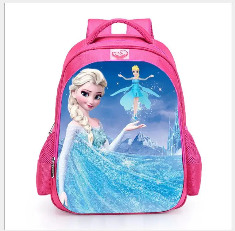 Princess Elsa Lovely School Backpack for Girls Kids Pink Cartoon Bag