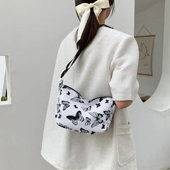 Retro Zipper Shoulder Bags Women Big Capacity Canvas Cross Body Underarm Hobos B