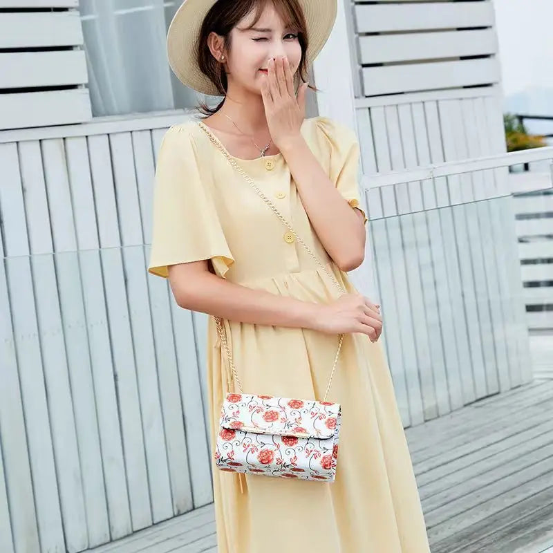 Floral Chain Women's Shoulder Messenger Small Square Casual Bag