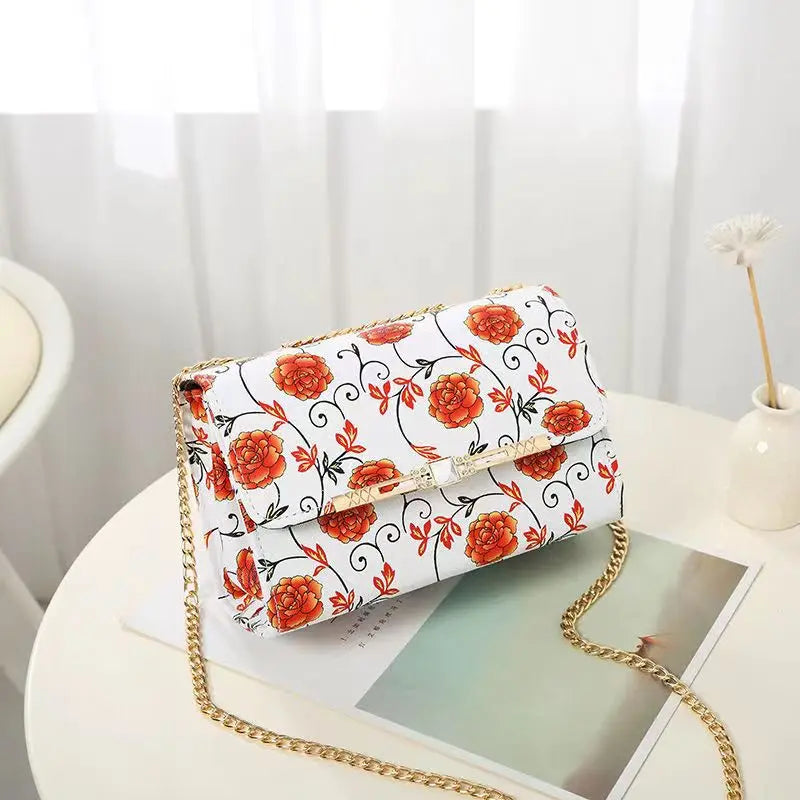 Floral Chain Women's Shoulder Messenger Small Square Casual Bag