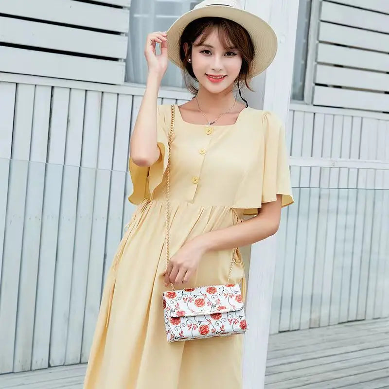 Floral Chain Women's Shoulder Messenger Small Square Casual Bag