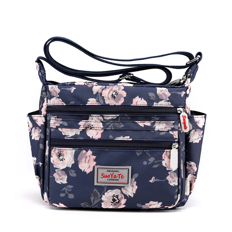 Flower Crossbody Bag Women Shoulder Bag Nylon Messenger Handbag